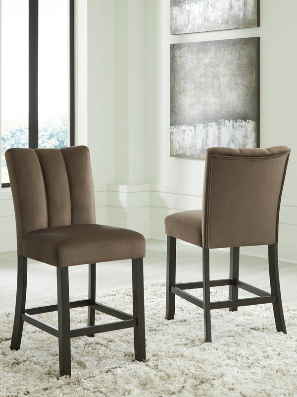 Jeshina Mocha Counter Height Barstool, Set of 2