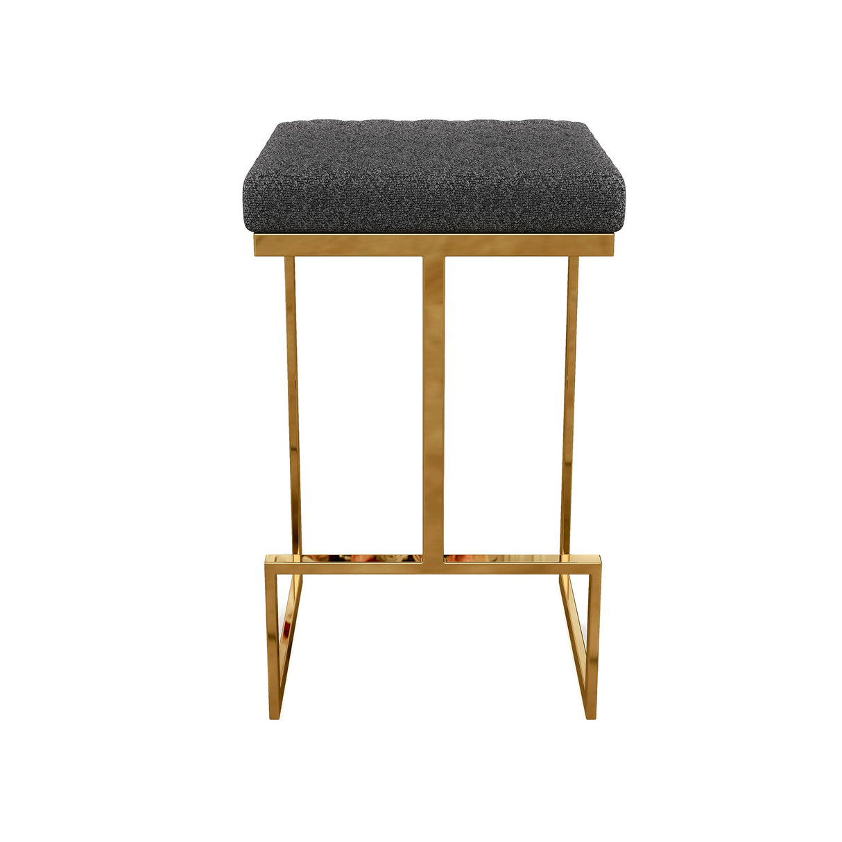 Joel Mid Century Modern Luxury Upholstered Stool 25.5" / Grey Boucle from Ashcroft Furniture - Luna Furniture