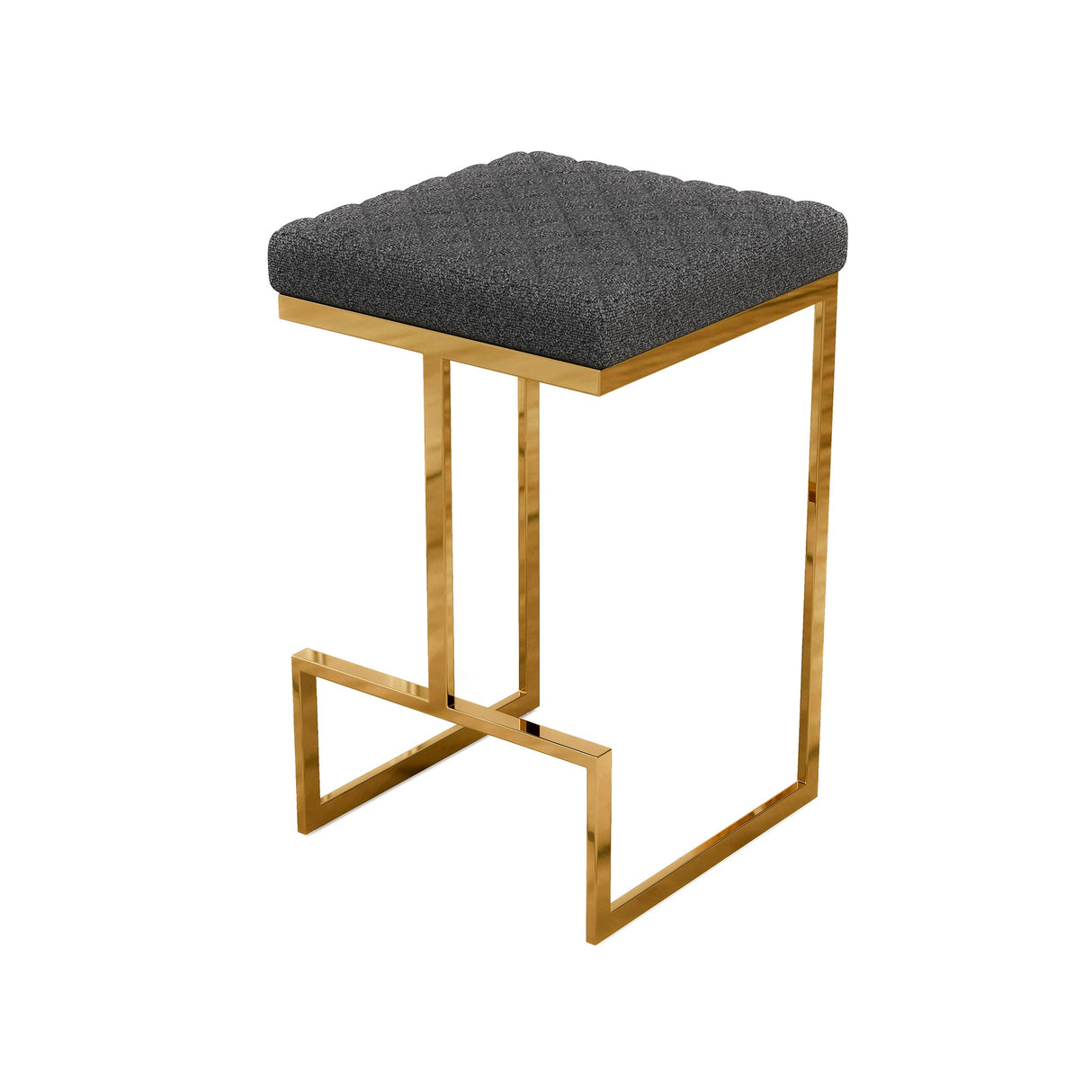 Joel Mid Century Modern Luxury Upholstered Stool 25.5" / Grey Boucle from Ashcroft Furniture - Luna Furniture
