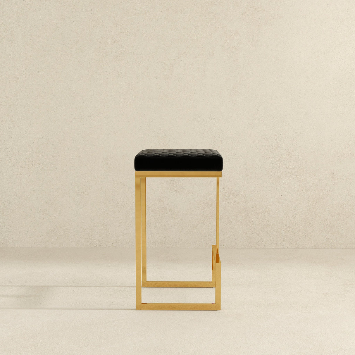 Joel Mid Century Modern Luxury Upholstered Stool 29.5" / Black Velvet from Ashcroft Furniture - Luna Furniture