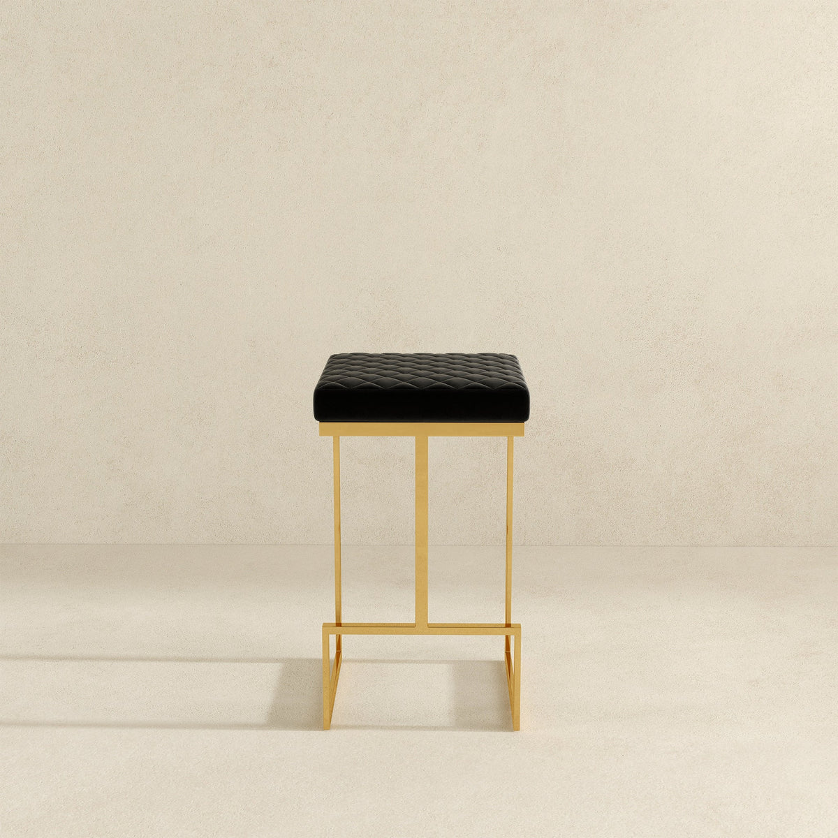 Joel Mid Century Modern Luxury Upholstered Stool 29.5" / Black Velvet from Ashcroft Furniture - Luna Furniture