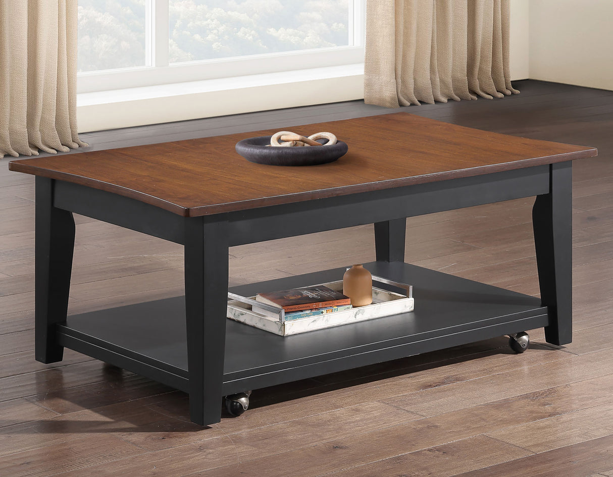 Joplin Walnut/Ebony Lift-Top Cocktail Table with Casters from Steve Silver - Luna Furniture