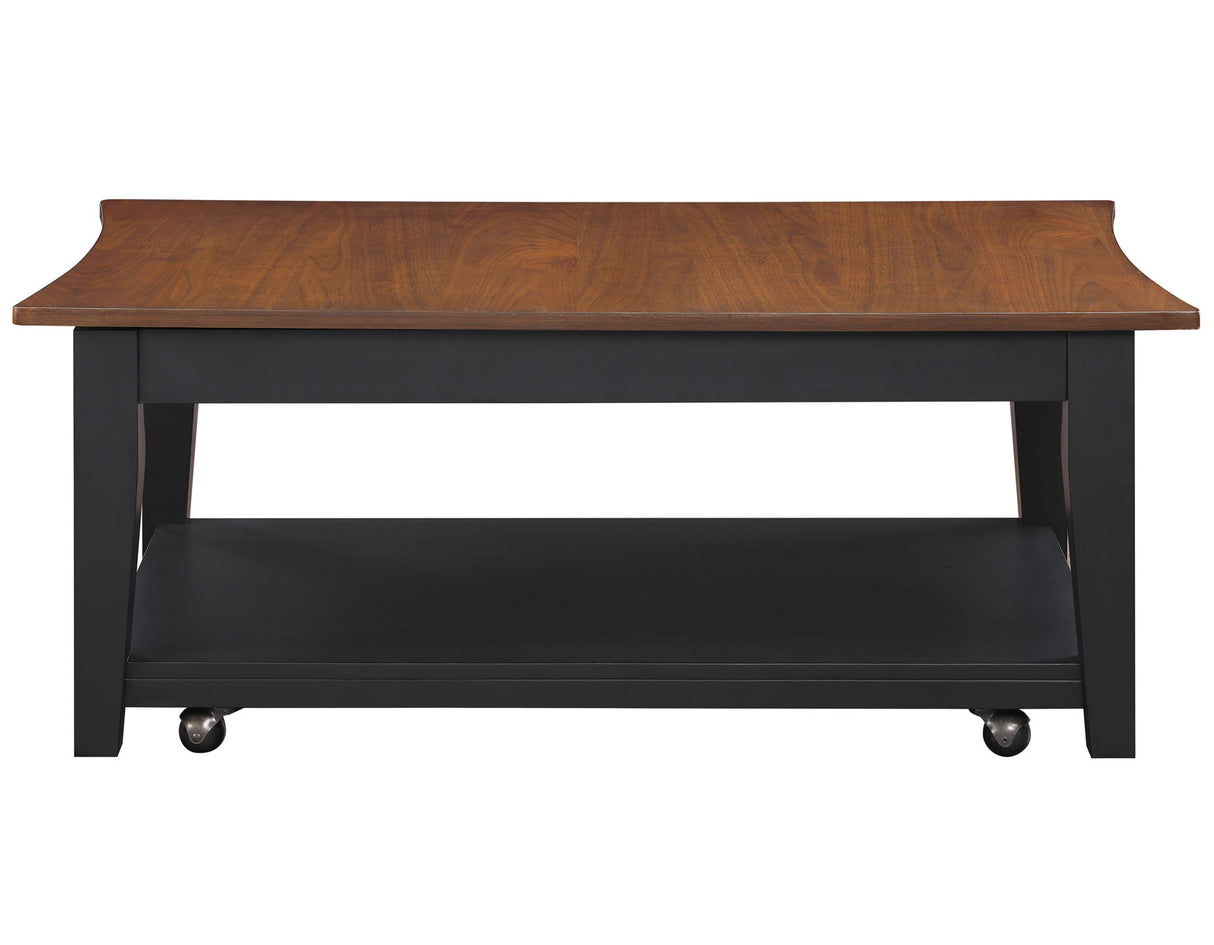 Joplin Walnut/Ebony Lift-Top Cocktail Table with Casters from Steve Silver - Luna Furniture