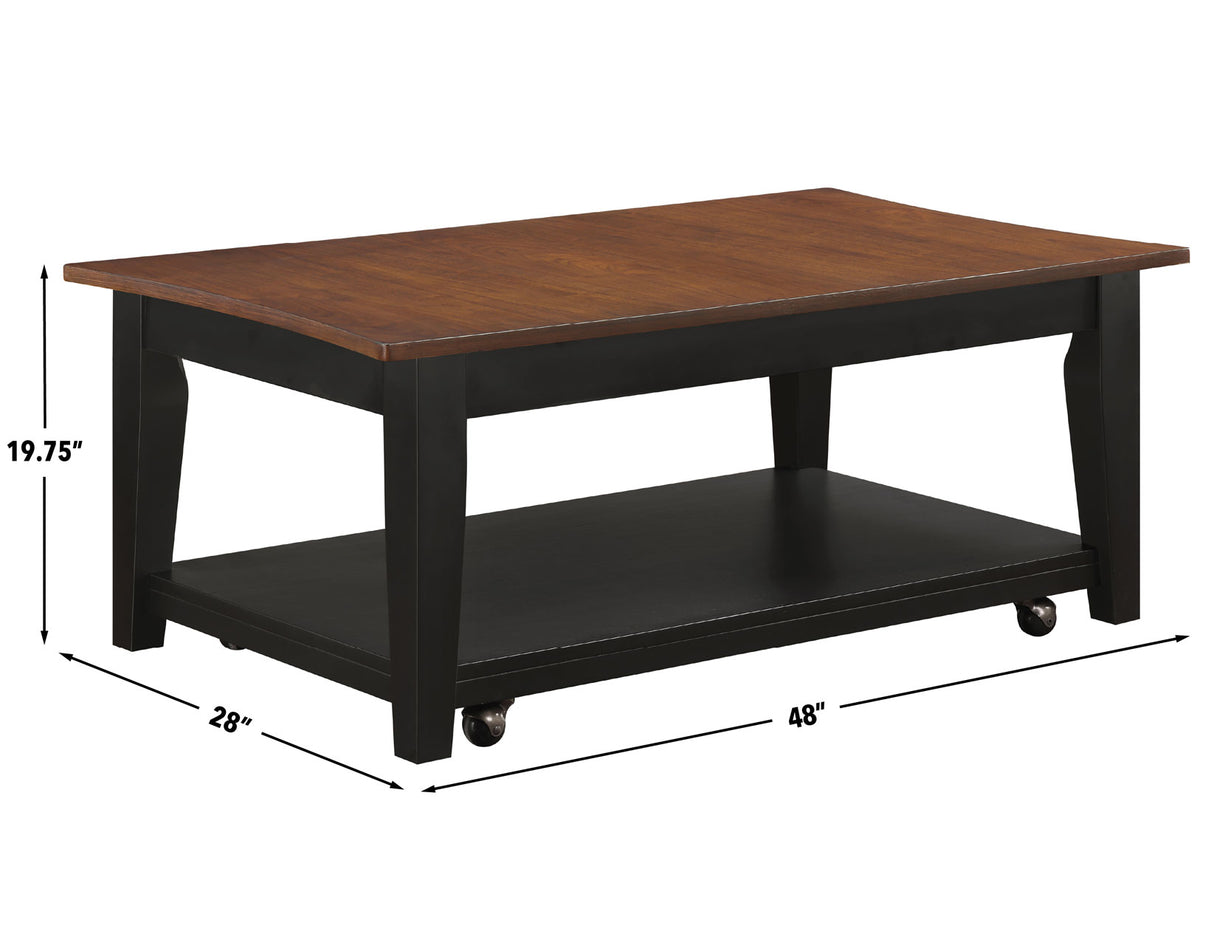 Joplin Walnut/Ebony Lift-Top Cocktail Table with Casters from Steve Silver - Luna Furniture