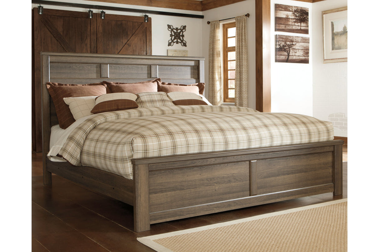 Juararo Dark Brown California King Panel Bed from Ashley - Luna Furniture