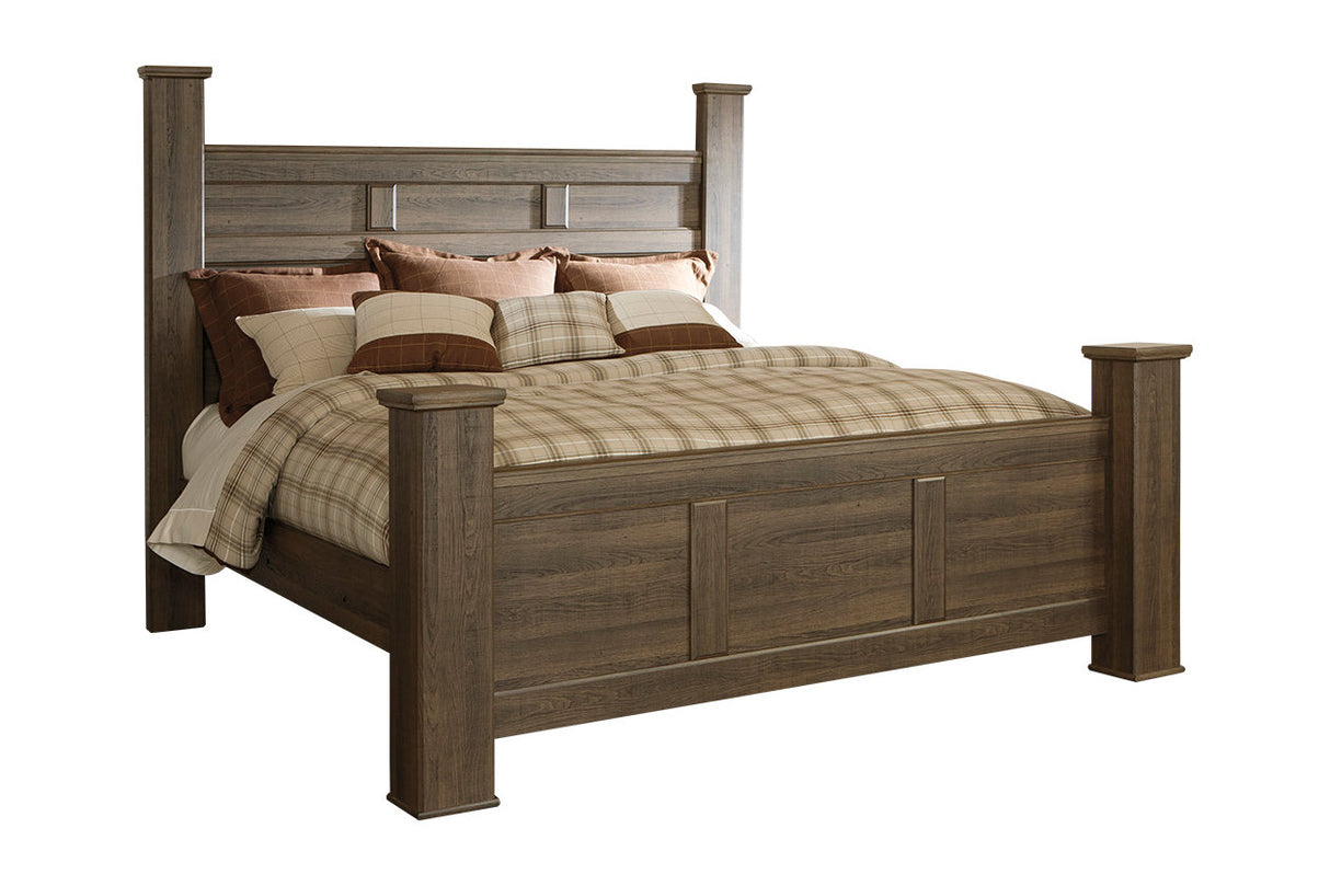 Juararo Dark Brown California King Poster Bed from Ashley - Luna Furniture