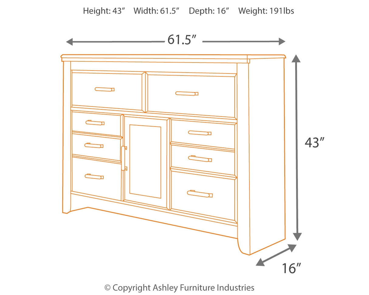 Juararo Queen Poster Bed with Mirrored Dresser and Chest in Dark Brown from Ashley Furniture - Luna Furniture