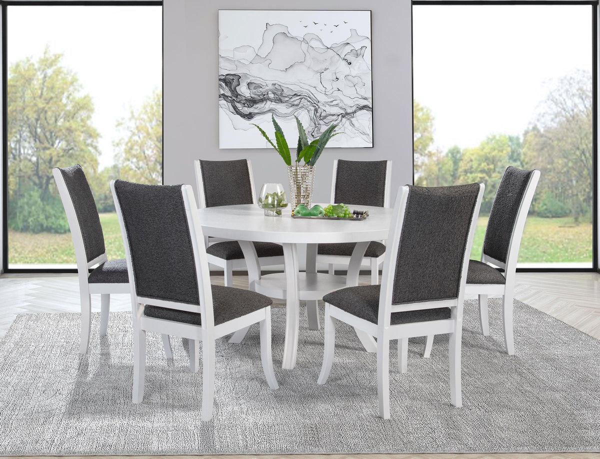 Judd Pearl White Round Dining Table with Shelf from Coaster - Luna Furniture