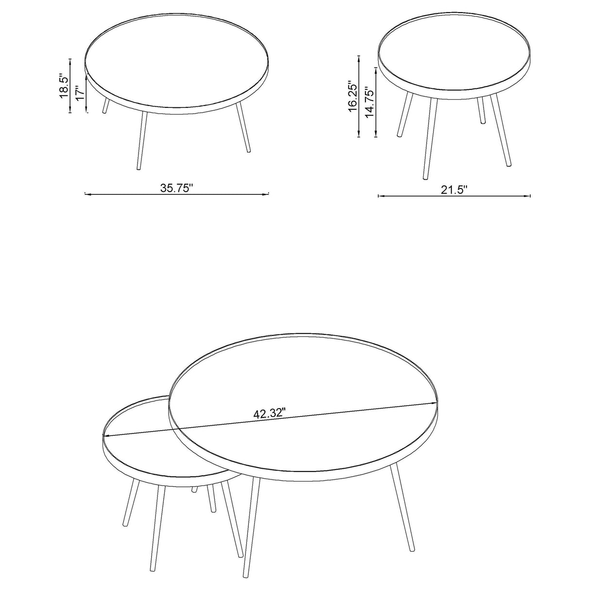 Kaelyn Gold 3-Piece Round Coffee and End Table Set from Coaster - Luna Furniture