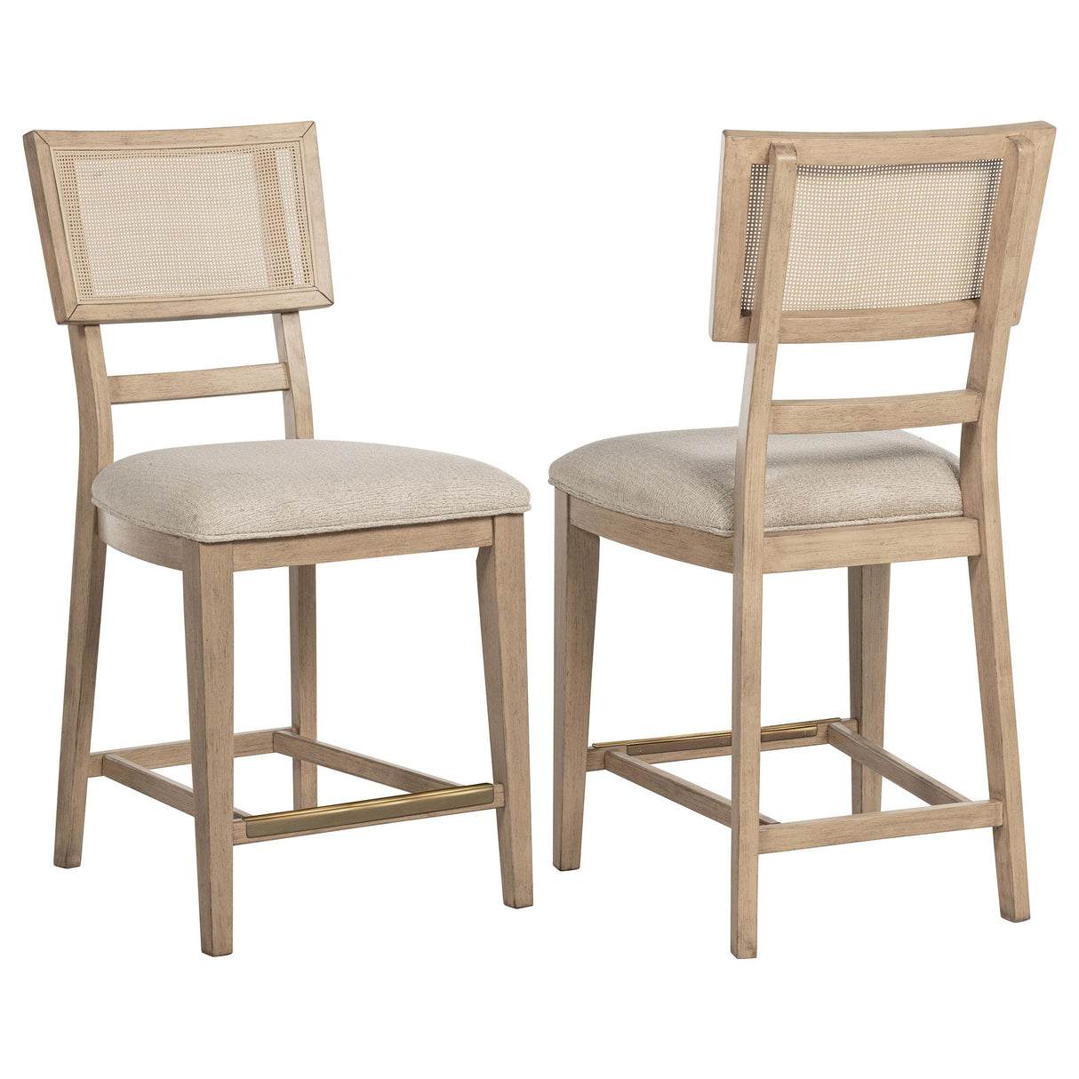 Kailani Beige Oak Radio Weave Cane Counter Height Chair, Set of 2 from Coaster - Luna Furniture