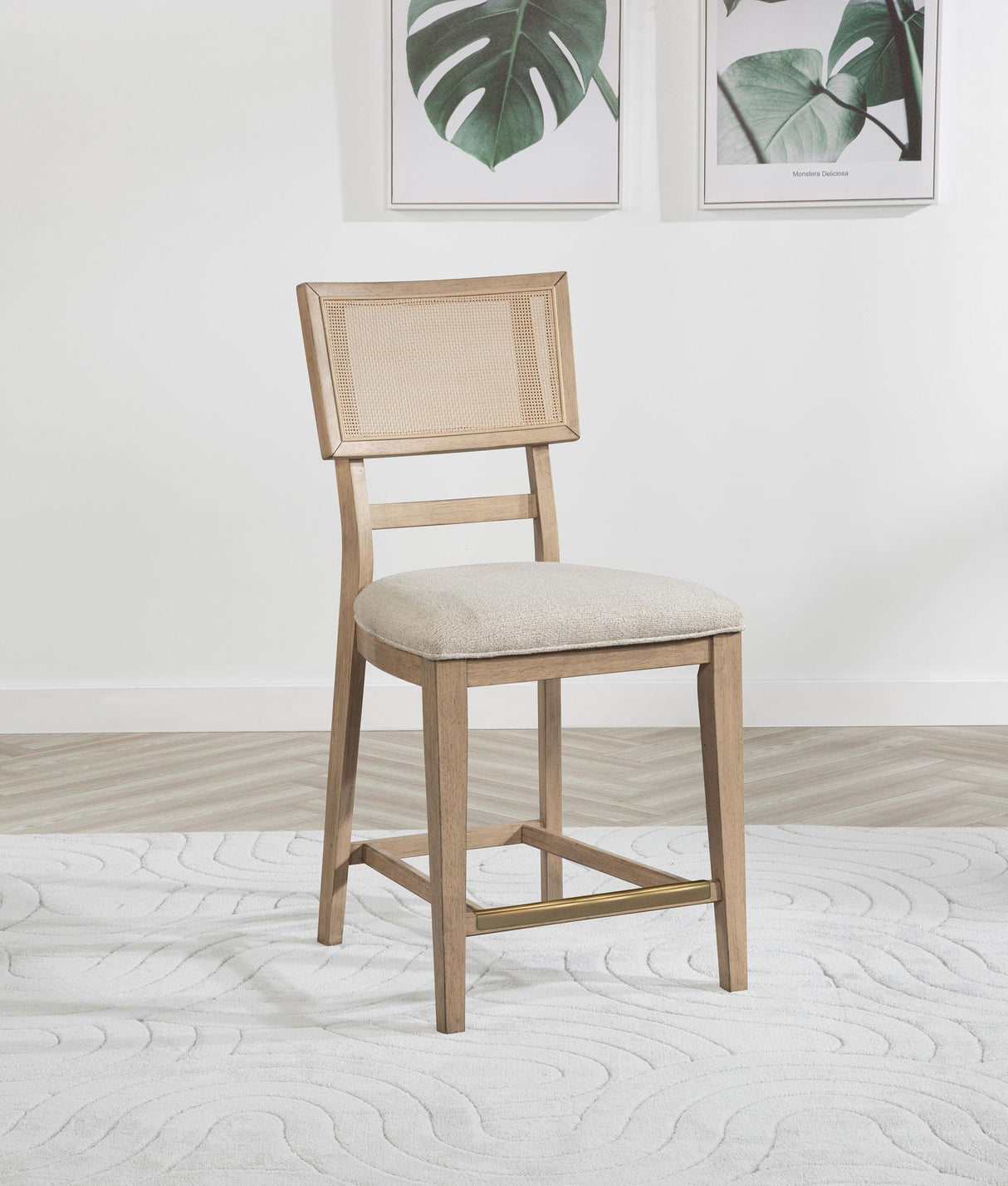 Kailani Beige Oak Radio Weave Cane Counter Height Chair, Set of 2 from Coaster - Luna Furniture