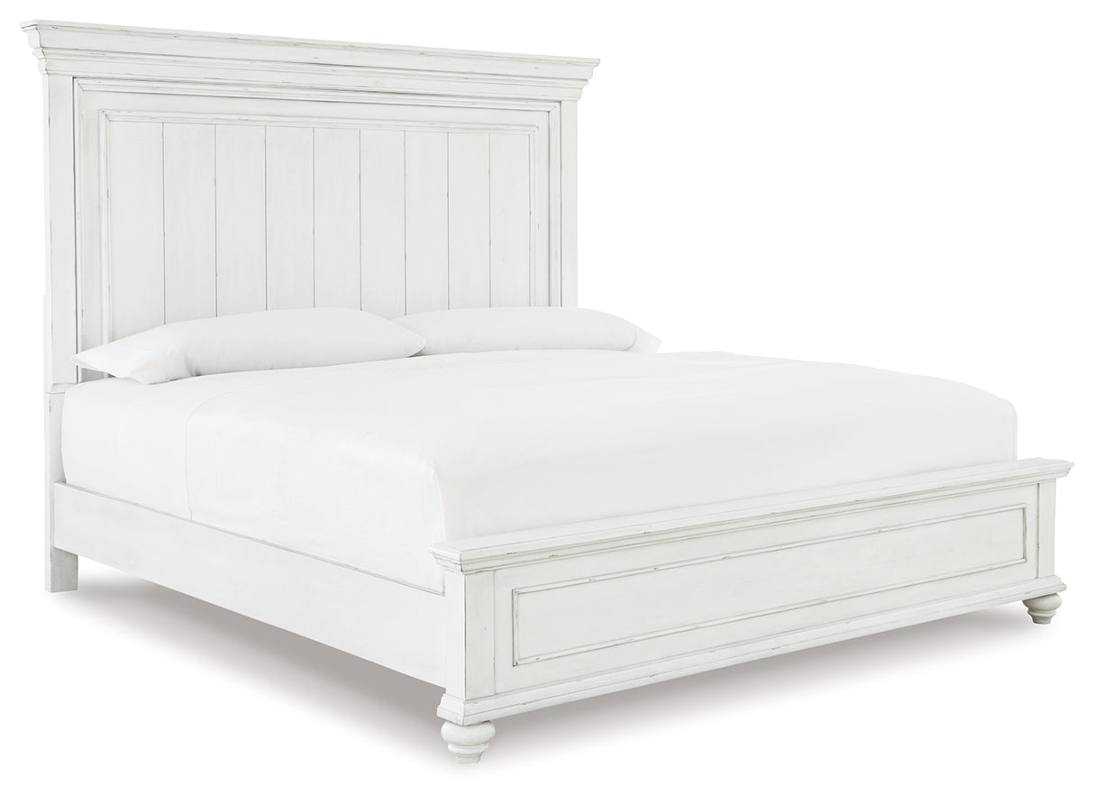 Kanwyn Queen Panel Bed with Dresser in Whitewash from Ashley - Luna Furniture