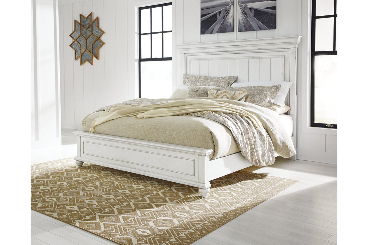 Kanwyn Whitewash California King Panel Bed from Ashley - Luna Furniture