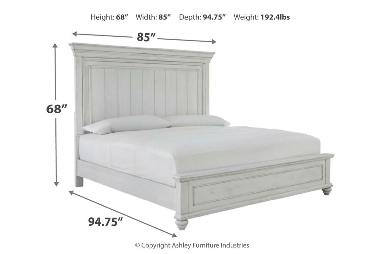 Kanwyn Whitewash California King Panel Bed from Ashley - Luna Furniture