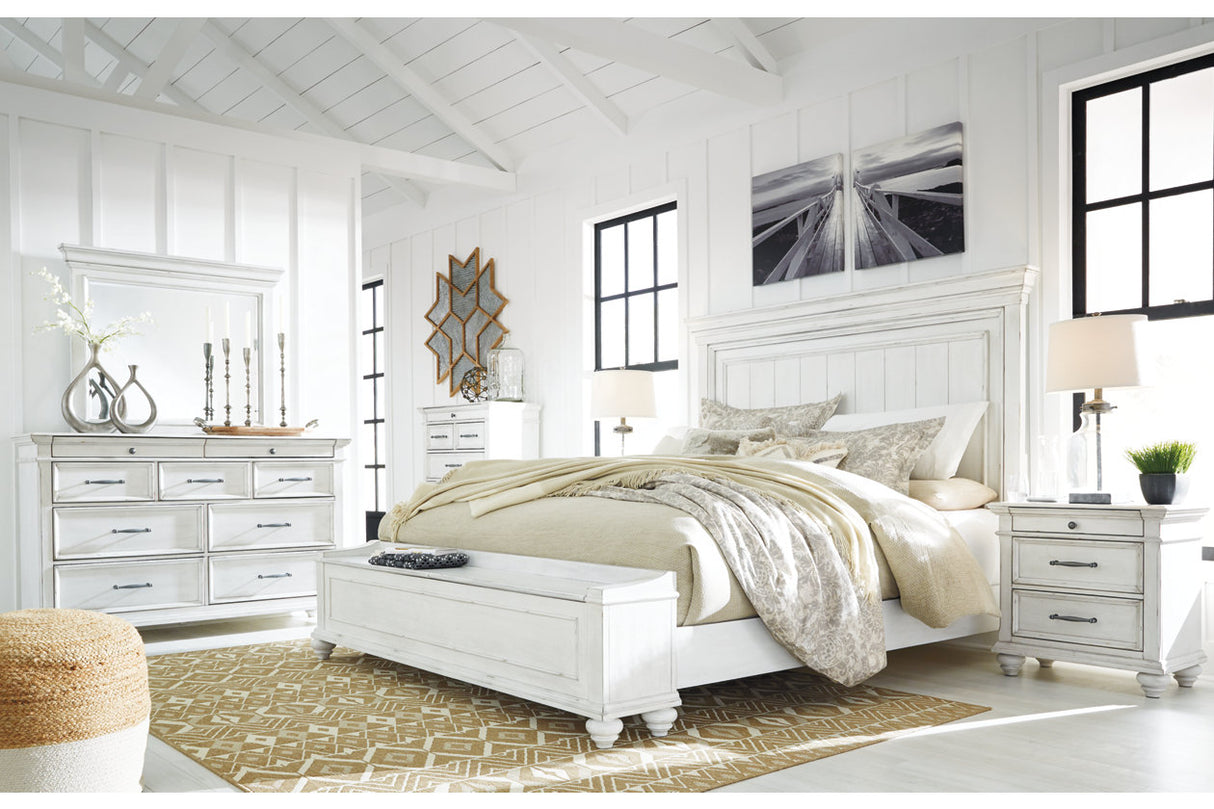 Kanwyn Whitewash California King Panel Bed from Ashley - Luna Furniture