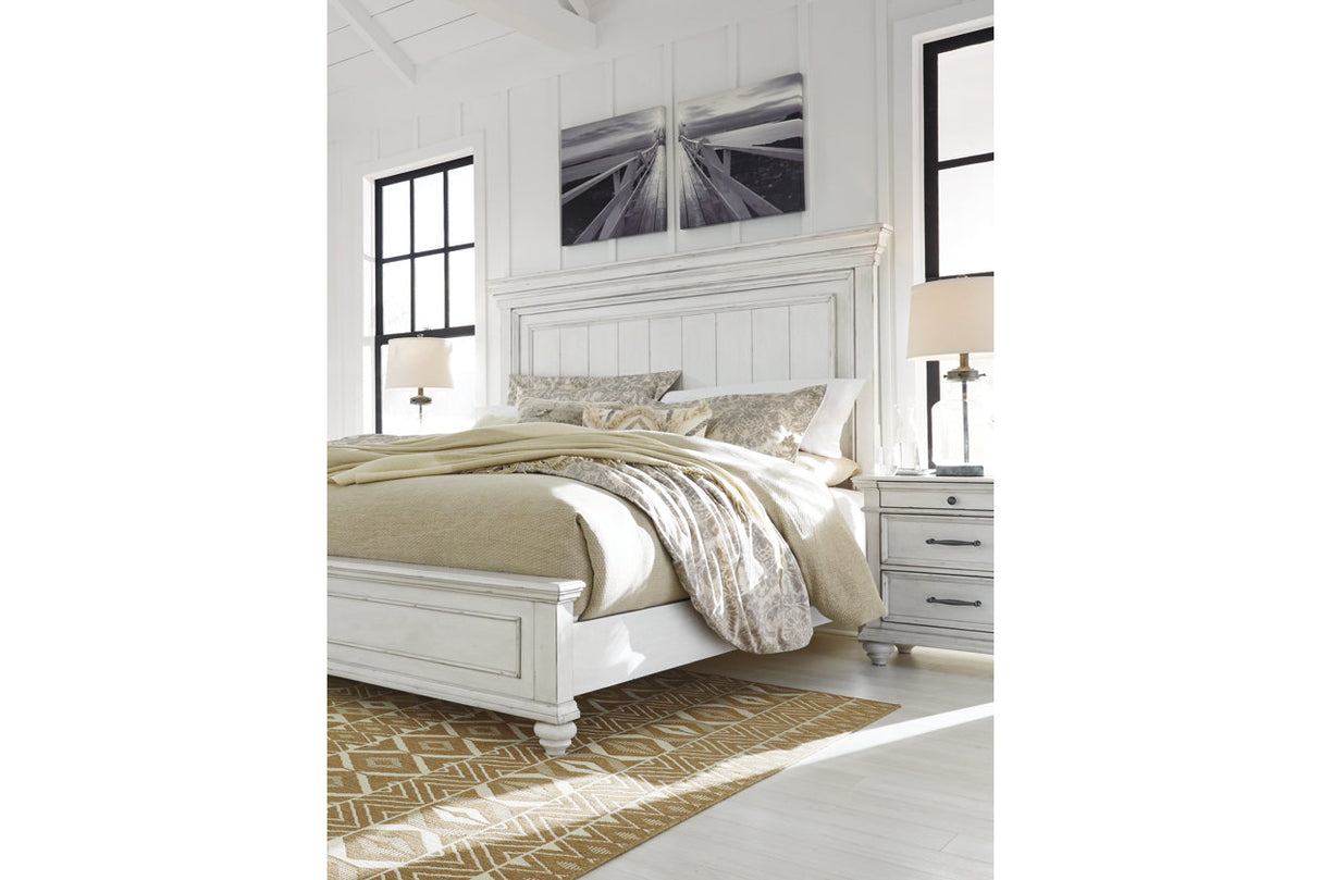 Kanwyn Whitewash California King Panel Bed from Ashley - Luna Furniture