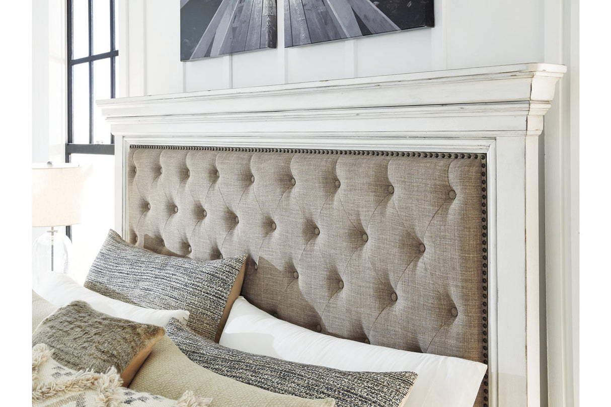 Kanwyn Whitewash California King Upholstered Panel Bed from Ashley - Luna Furniture