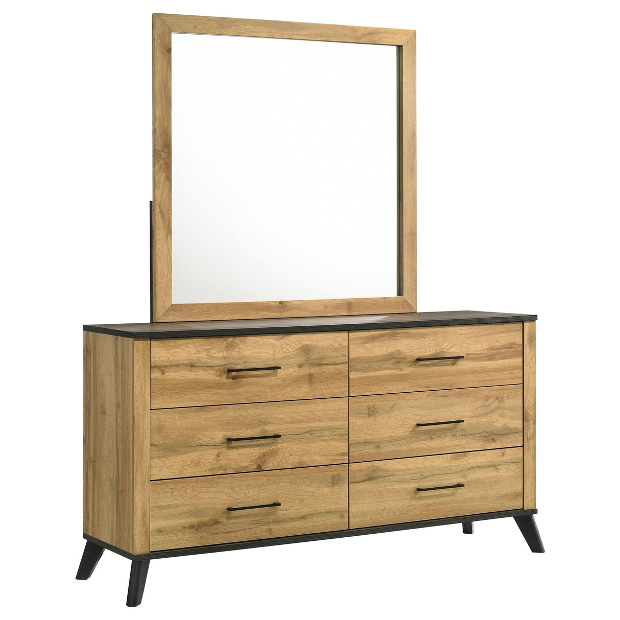 Kaywood Natural Pine 6-Drawer Dresser and Mirror from Coaster - Luna Furniture