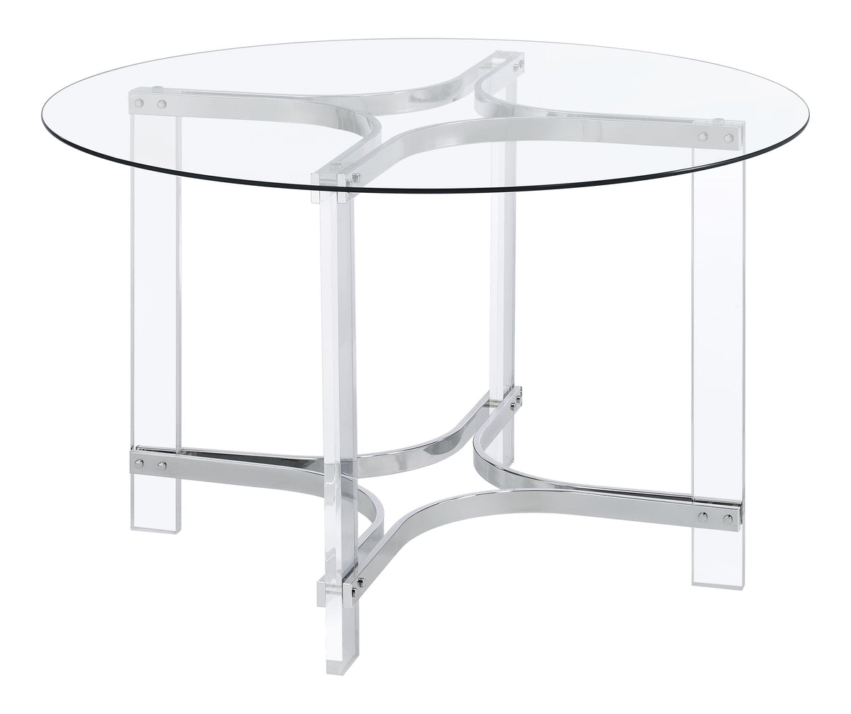 Keeling Chrome 5-Piece Round Glass Top Acrylic Dining Set from Coaster - Luna Furniture