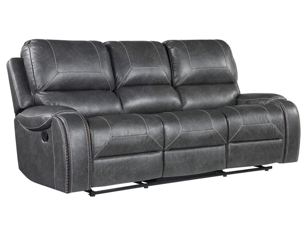 Keily Gray Reclining Sofa with Drop-Down Table
