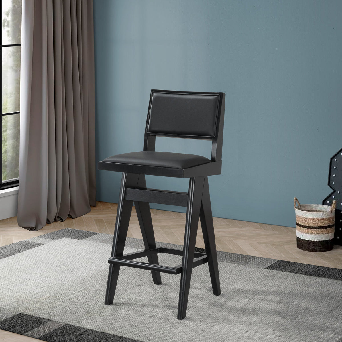 Keira Black PU Bar Stool (Set of 2) from Ashcroft Furniture - Luna Furniture