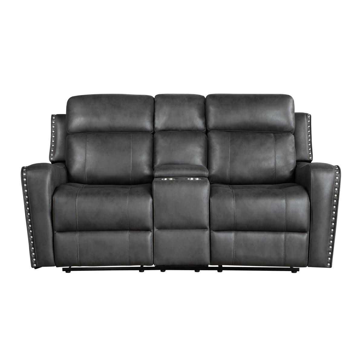 Kellen Smoky Gray Double Reclining Loveseat with Center Console from Homelegance - Luna Furniture