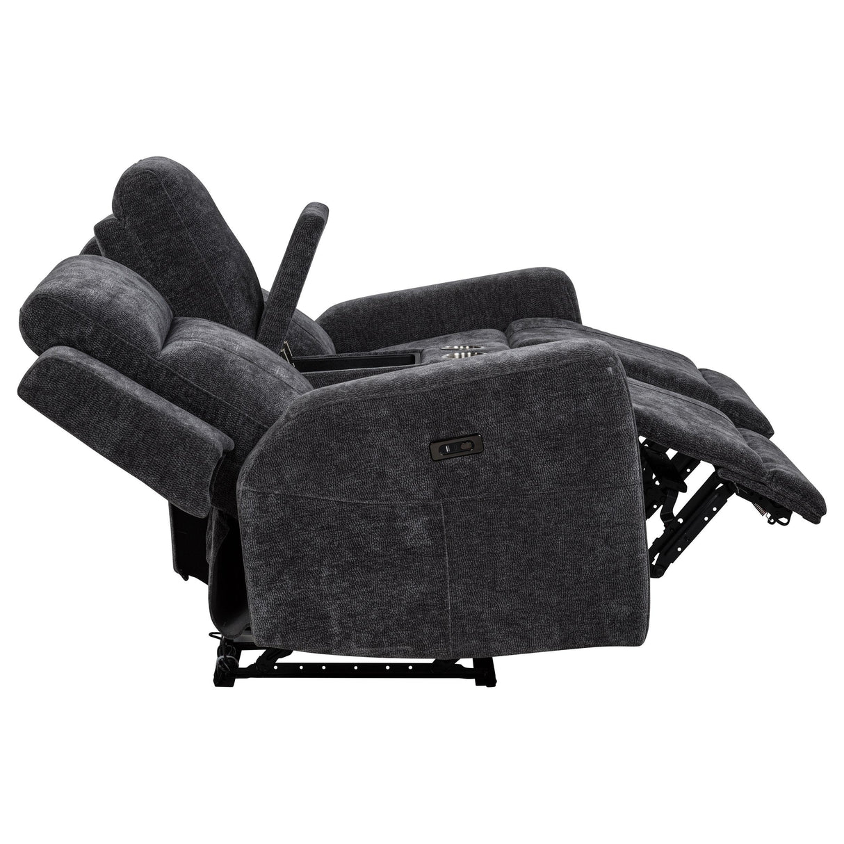 Kennett Dark Gray Chenille Upholstered Power Reclining Loveseat from Coaster - Luna Furniture