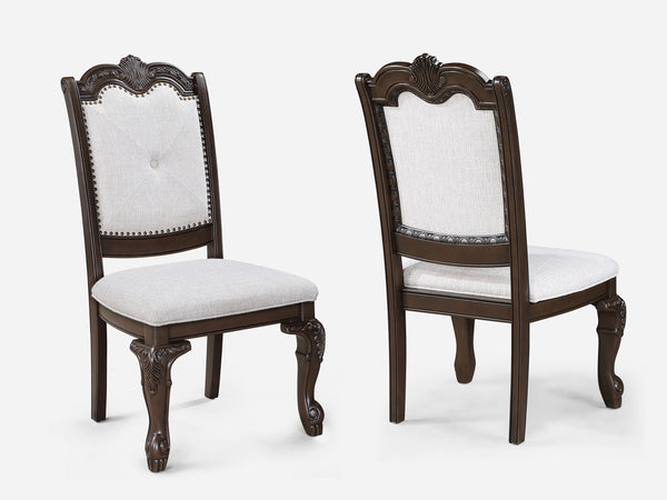 Kiera Coffee Brown / Beige Side Chair, Set of 2