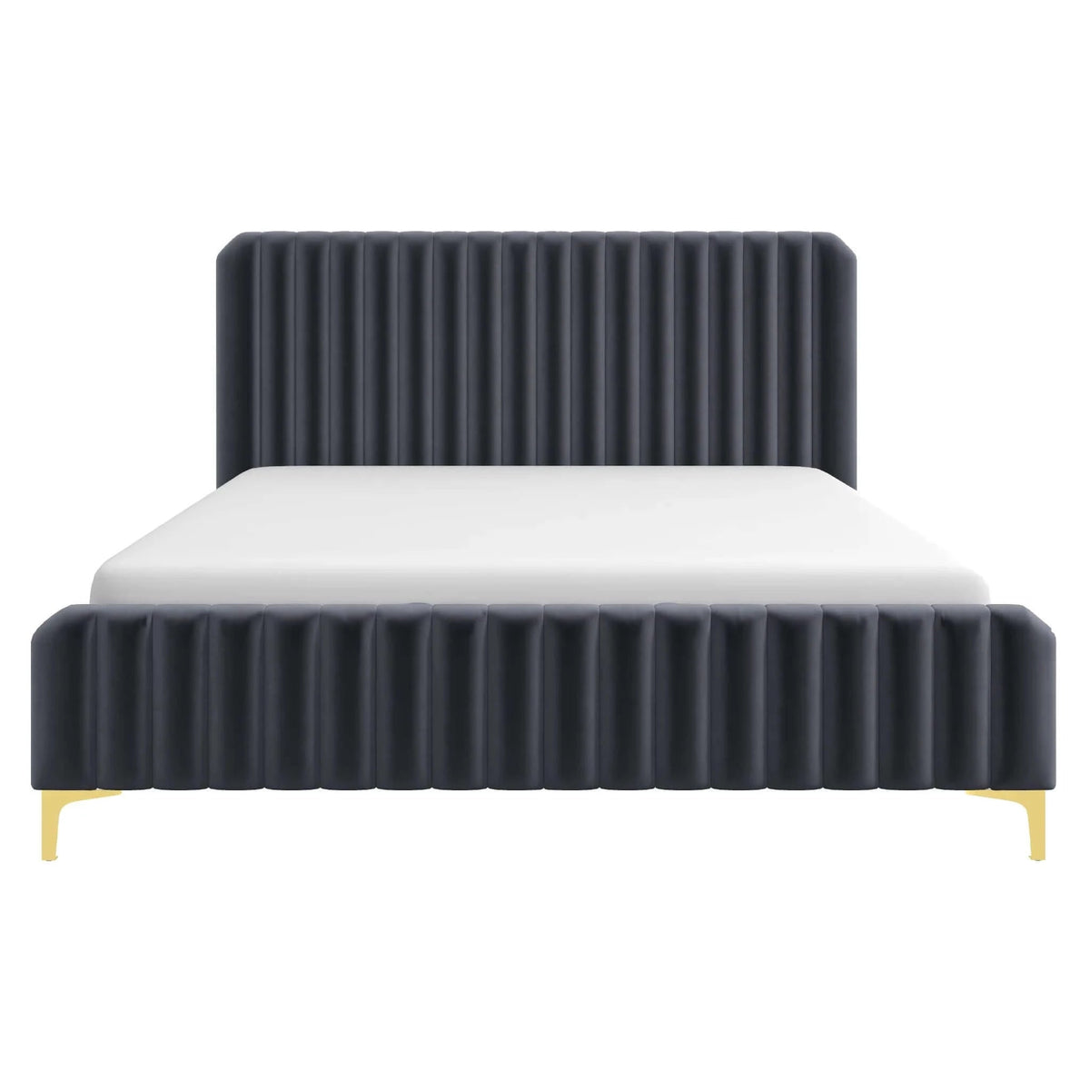 Bethany Velvet Upholstered Platform Bed Queen / Grey from Ashcroft Furniture - Luna Furniture