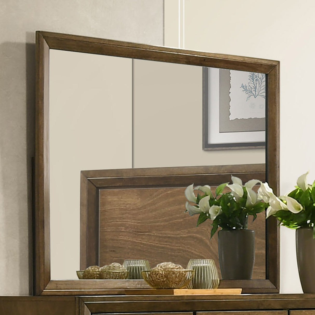Kirkham Walnut Mirror (Mirror Only) from Furniture of America - Luna Furniture