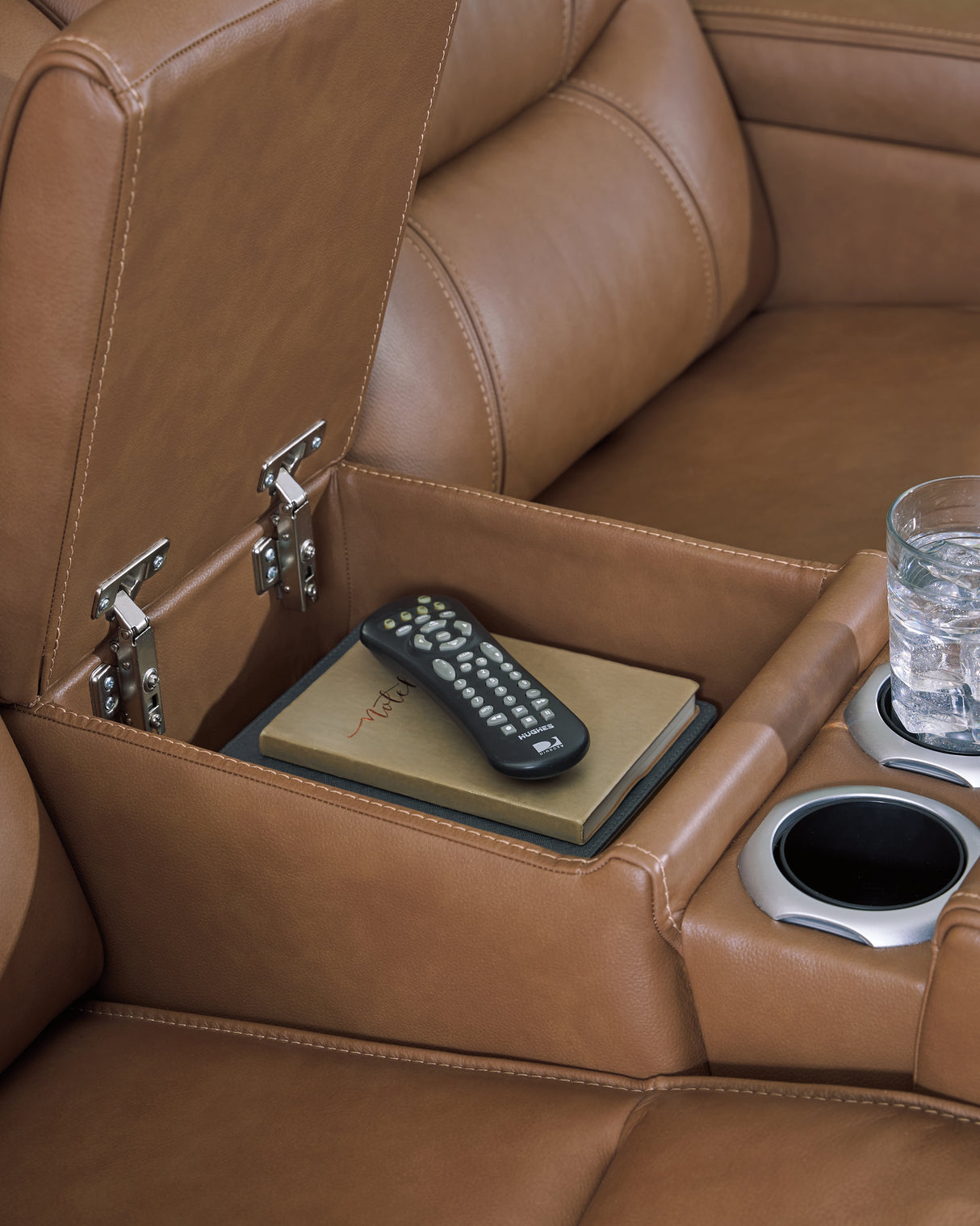 Knightington Caramel Power Reclining Sofa and Loveseat with Audio Seating from Ashley - Luna Furniture