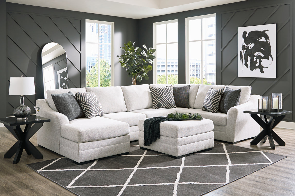 Koralynn 3-Piece Sectional with Ottoman in Stone from Ashley - Luna Furniture
