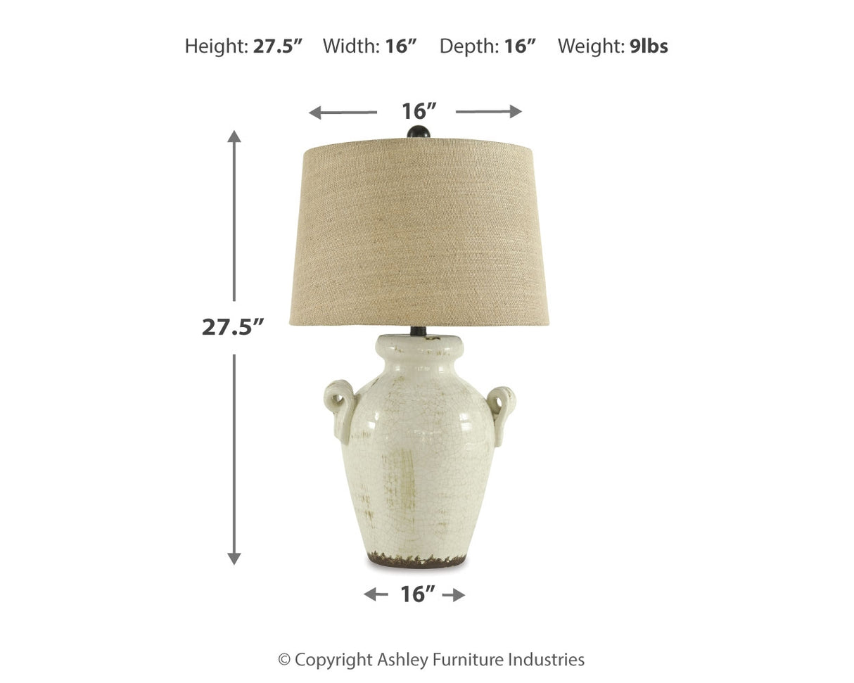 Emelda Cream Table Lamp from Ashley - Luna Furniture