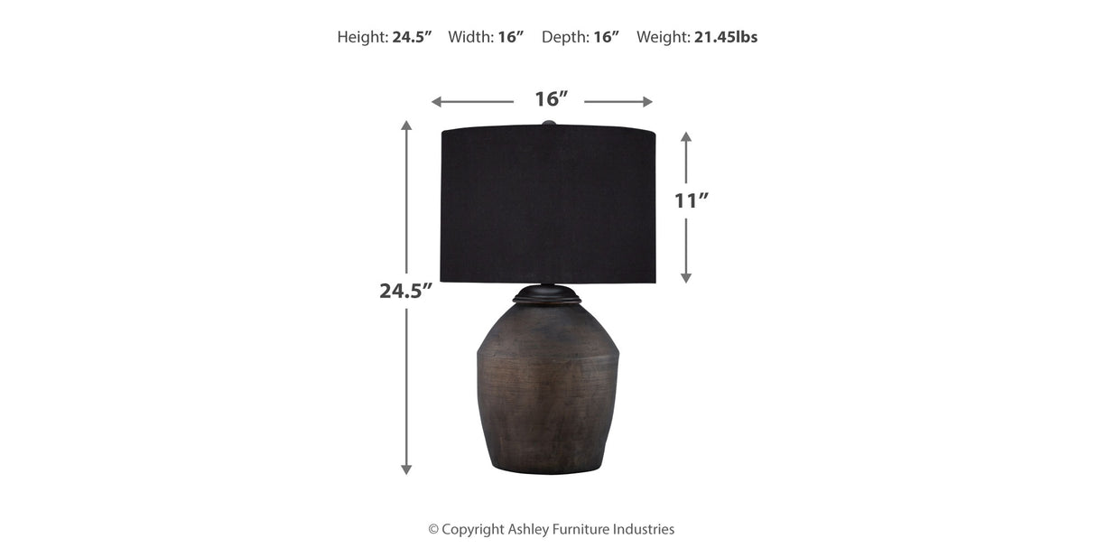 Naareman 2-Piece Table Lamp Set in Metallic Black from Ashley Furniture - Luna Furniture