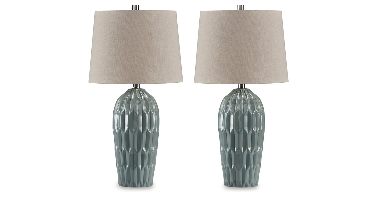 Hadbury Pale Blue/Teal Table Lamp from Ashley - Luna Furniture