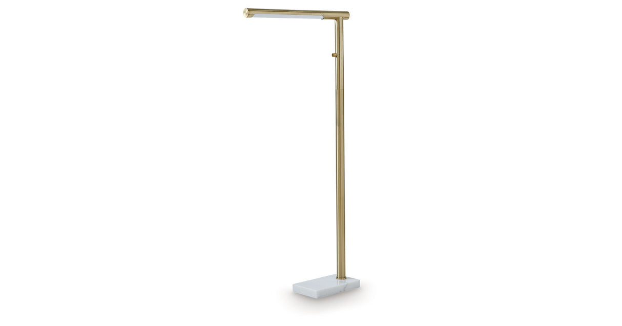 Santiford Gold Finish/White Floor Lamp from Ashley Furniture - Luna Furniture