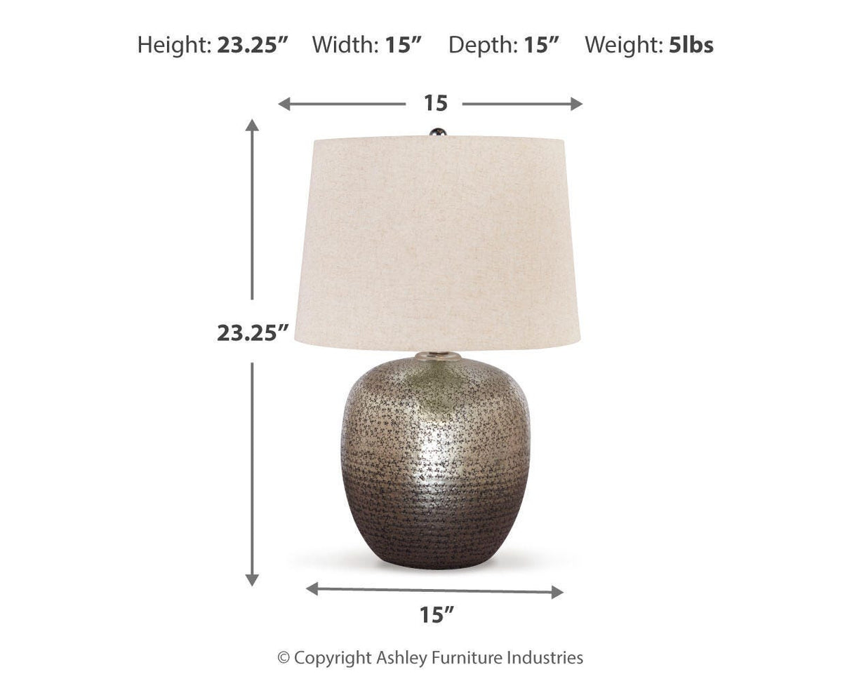 Magalie Antique Silver Finish Table Lamp from Ashley Furniture - Luna Furniture