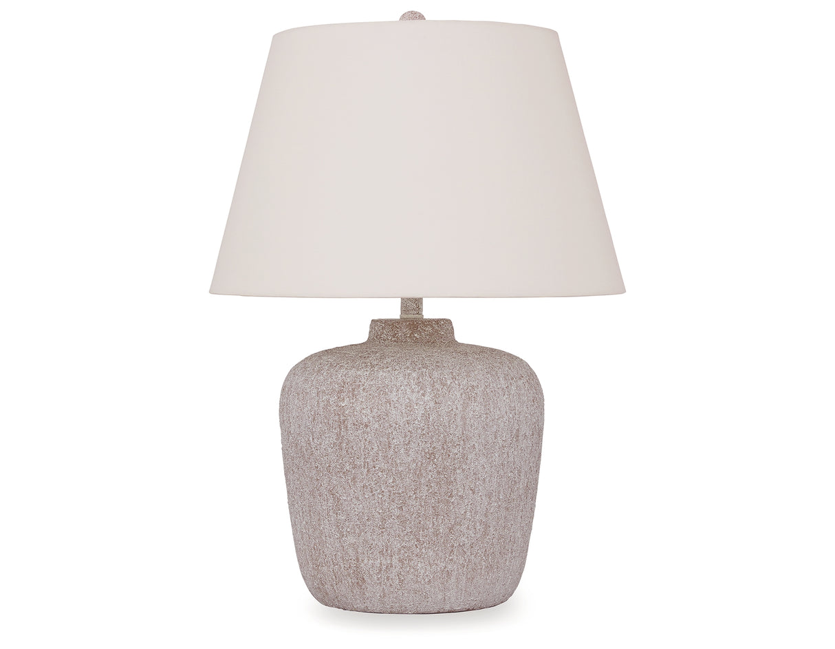 Danry 2-Piece Table Lamp Set in Distressed Cream from Ashley Furniture - Luna Furniture