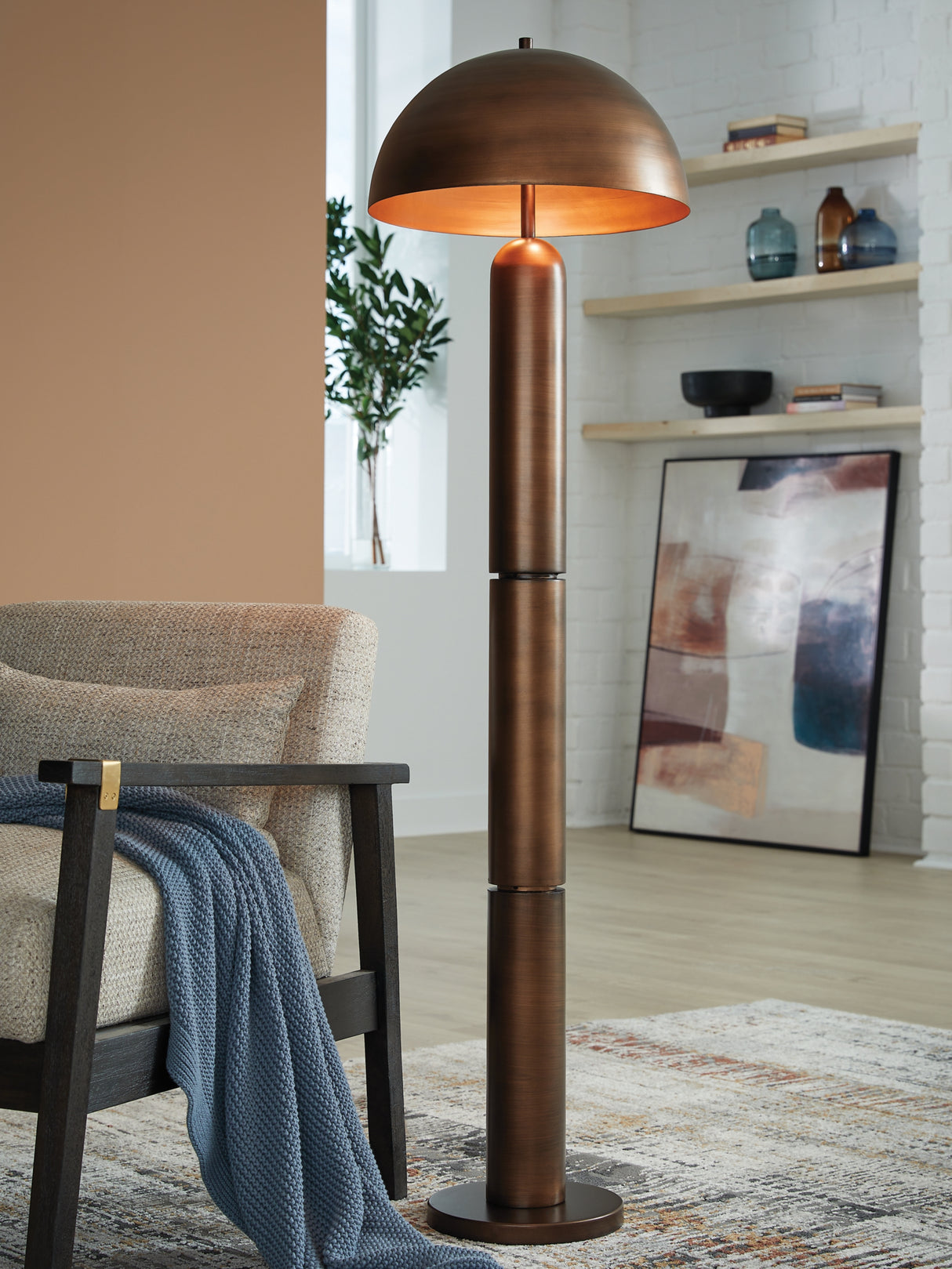 Wendfield Antique Copper Finish Floor Lamp from Ashley - Luna Furniture