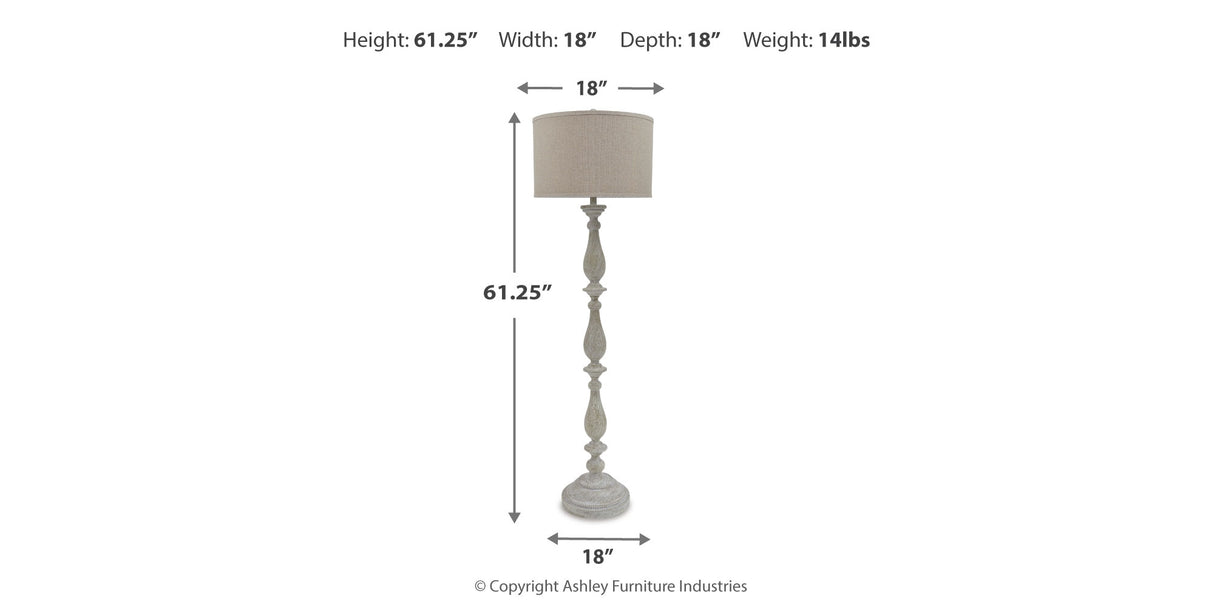 Bernadate 3-Piece Floor Lamp with 2 Table Lamps Set in Whitewash from Ashley - Luna Furniture
