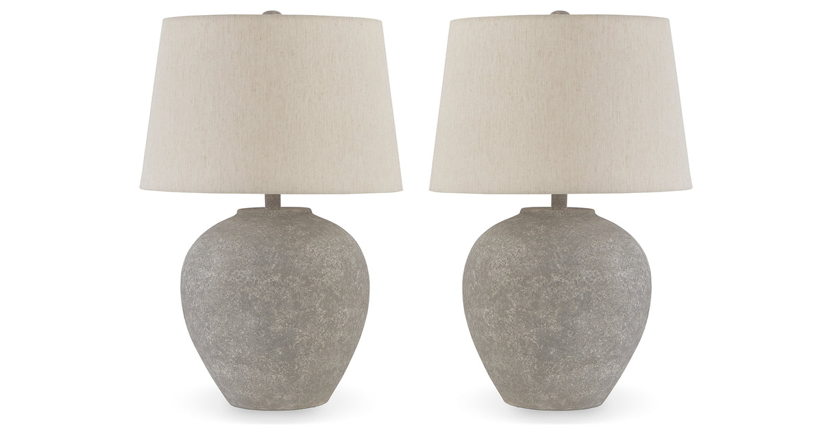 Dreward 2-Piece Table Lamp Set in Distressed Gray from Ashley Furniture - Luna Furniture