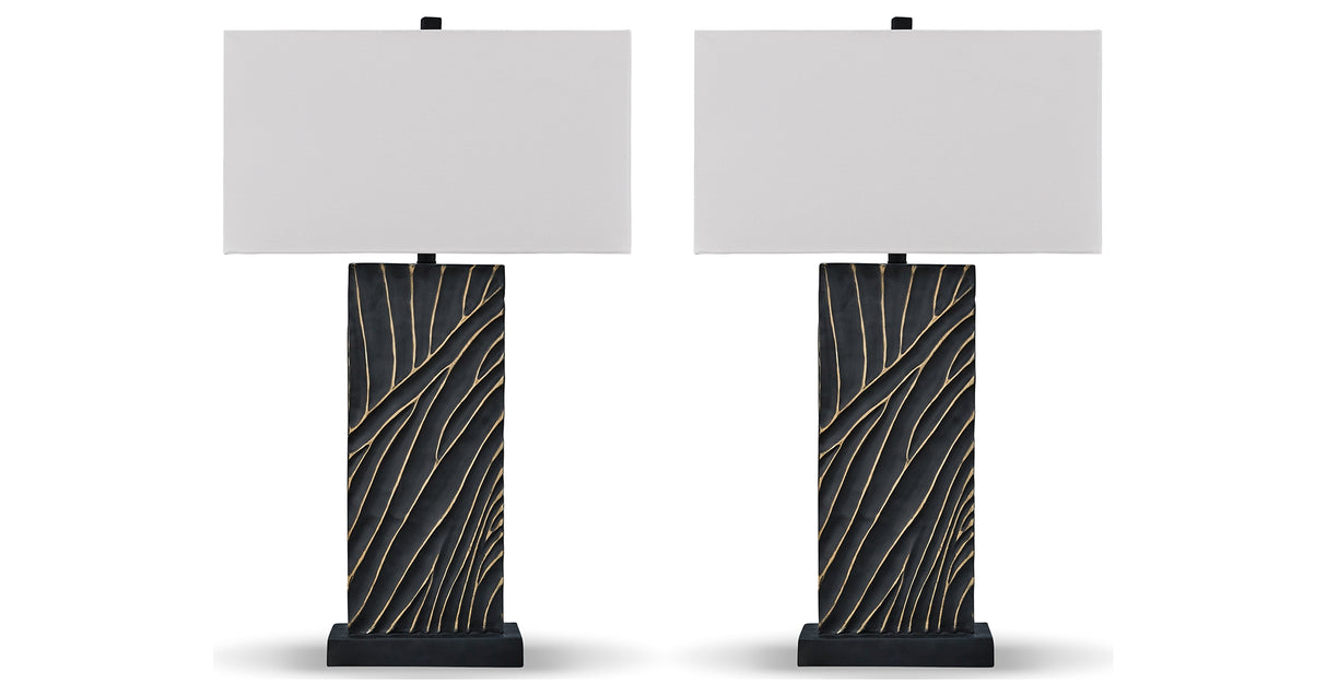 Bartlen 2-Piece Table Lamp Set in Black/Gold Finish from Ashley - Luna Furniture