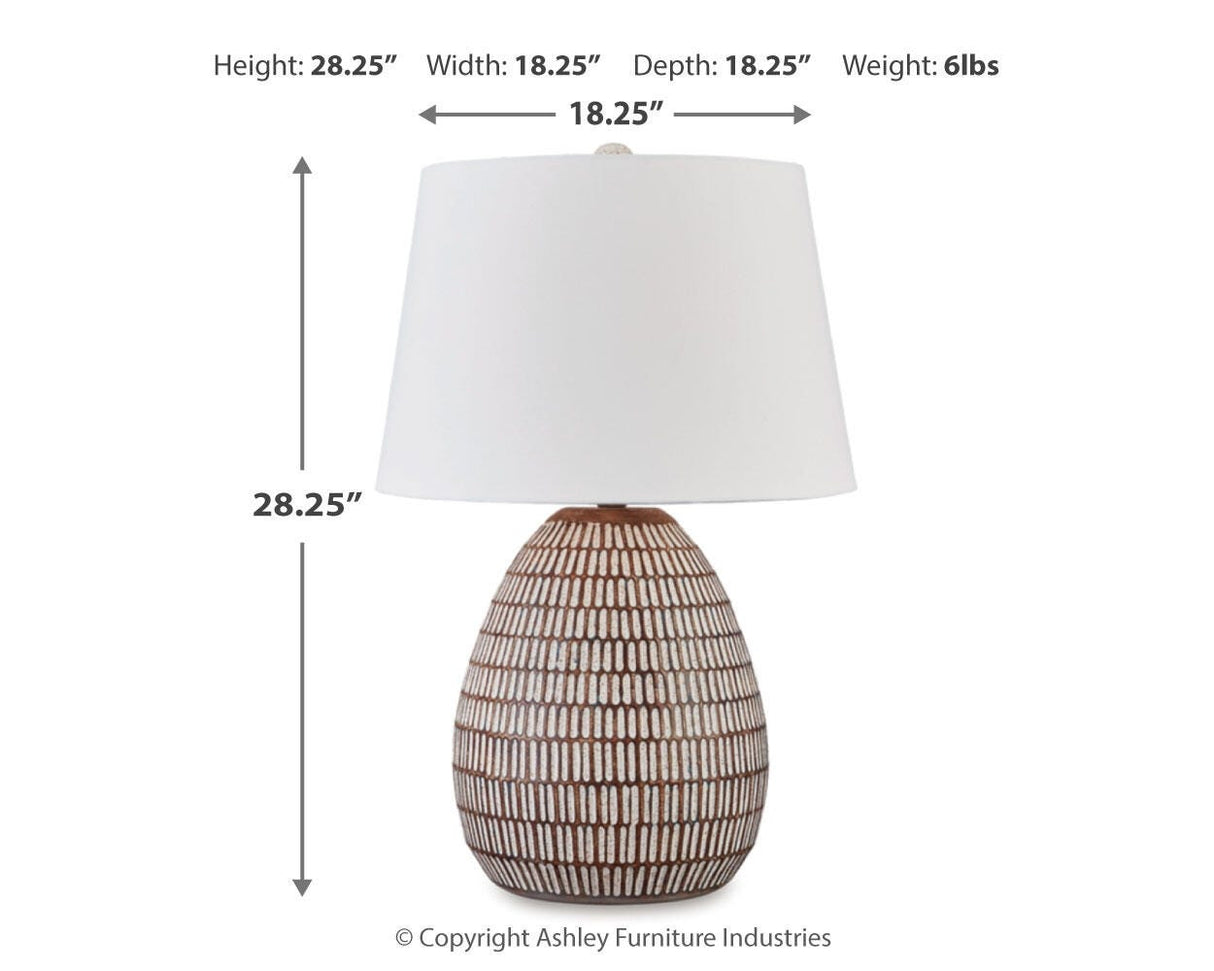 Darrich 2-Piece Table Lamp Set in Beige/White from Ashley Furniture - Luna Furniture