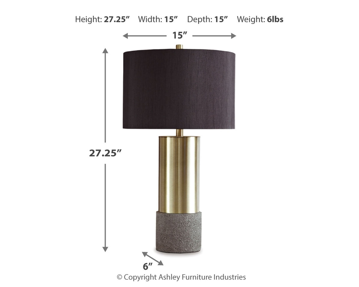 Jacek Gray/Brass Finish Table Lamp from Ashley - Luna Furniture