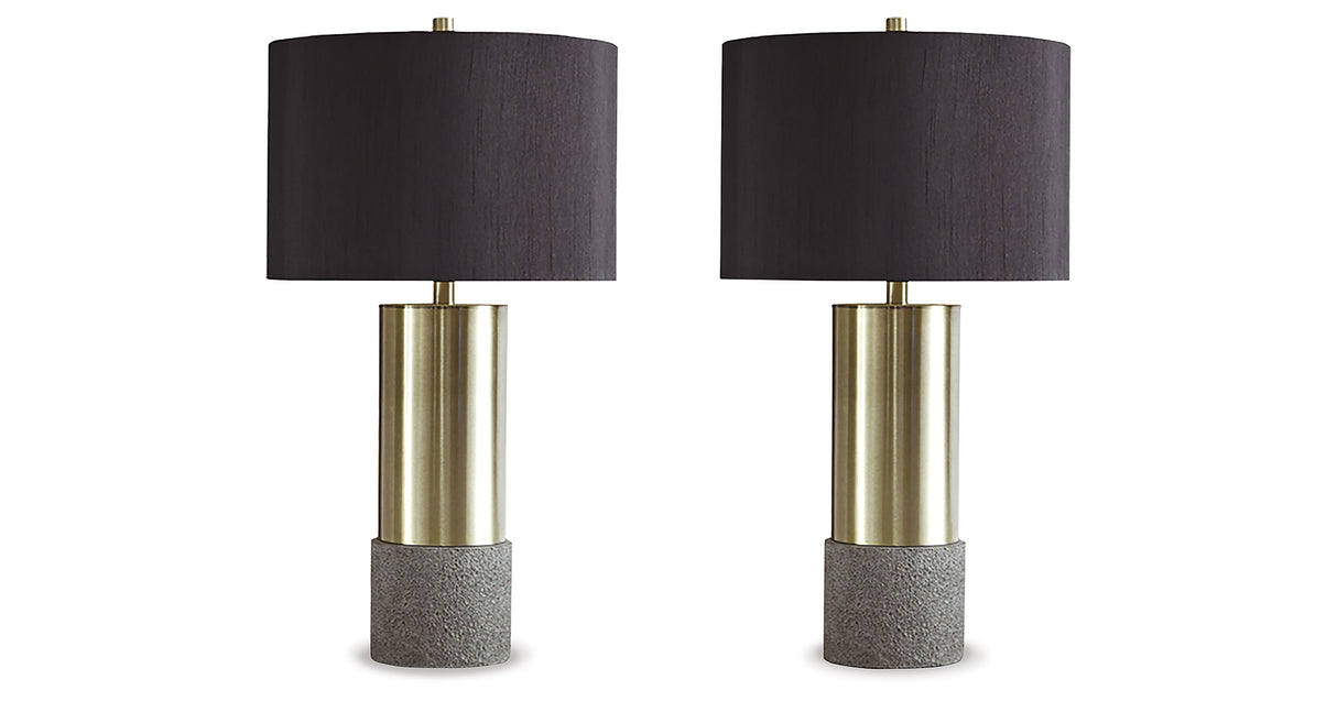 Jacek Gray/Brass Finish Table Lamp from Ashley Furniture - Luna Furniture