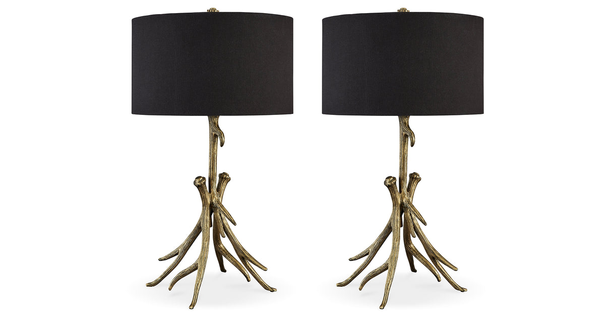 Josney 2-Piece Table Lamp Set in Antique Gold Finish from Ashley - Luna Furniture