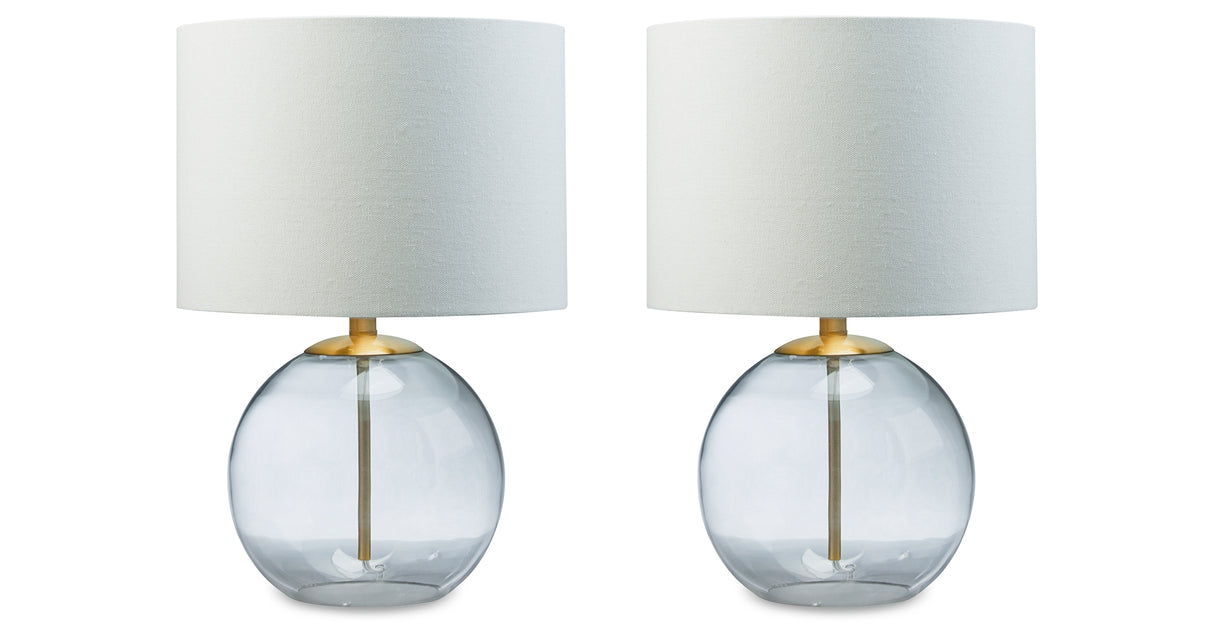 Samder 2-Piece Table Lamp Set in Clear/Brass Finish from Ashley - Luna Furniture