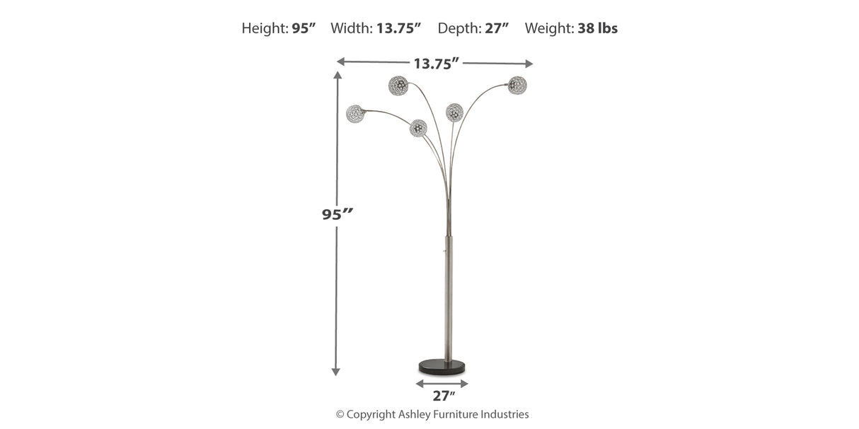 Winter Silver Finish Arc Lamp from Ashley Furniture - Luna Furniture