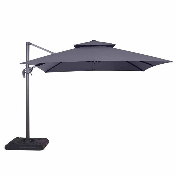 Hero Gray 10' Square Double Top Umbrella with 37" Base