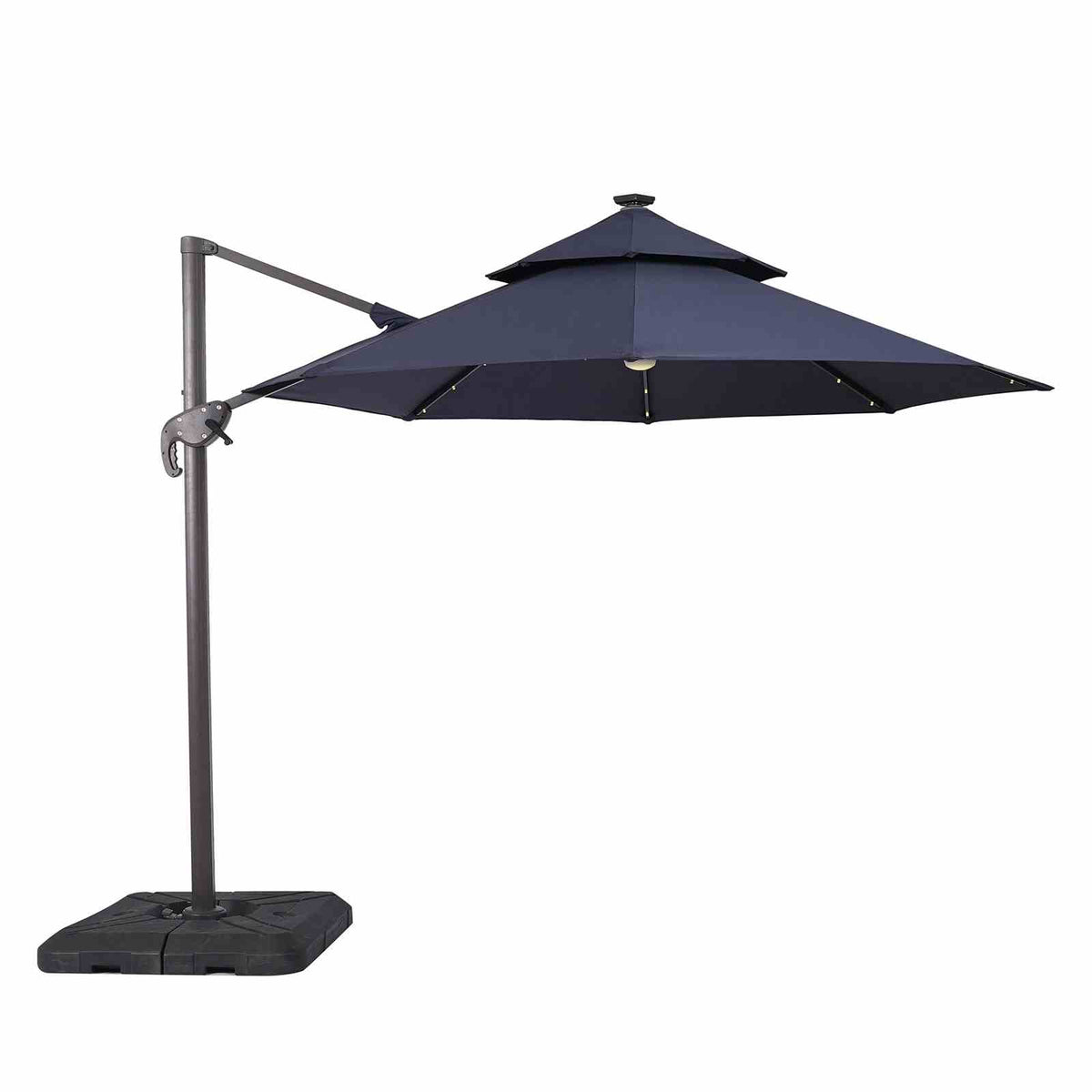 Nuti Blue 10 Ft Round Umbrella w/ LED Light + 37" Large Base from Furniture of America - Luna Furniture